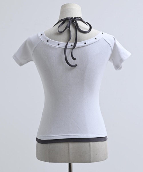 REFLEM(レフレム)の「『REFLEM/レフレム』キャミレイヤードトップス/ハーフスリーブカットソー(Tシャツ/カットソー・レディース・ブラック/グレー/ホワイト・FREE)」の22枚目の写真