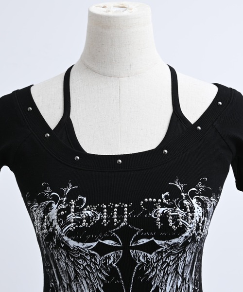 REFLEM(レフレム)の「『REFLEM/レフレム』キャミレイヤードトップス/ハーフスリーブカットソー(Tシャツ/カットソー・レディース・ブラック/グレー/ホワイト・FREE)」の15枚目の写真