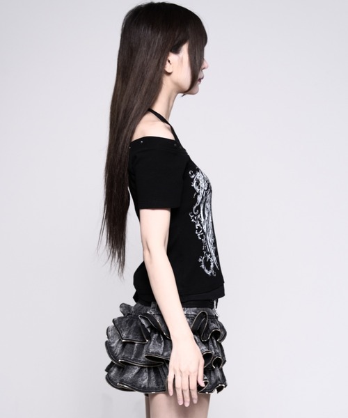 REFLEM(レフレム)の「『REFLEM/レフレム』キャミレイヤードトップス/ハーフスリーブカットソー(Tシャツ/カットソー・レディース・ブラック/グレー/ホワイト・FREE)」の5枚目の写真