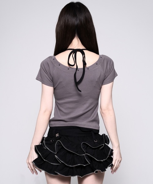REFLEM(レフレム)の「『REFLEM/レフレム』キャミレイヤードトップス/ハーフスリーブカットソー(Tシャツ/カットソー・レディース・ブラック/グレー/ホワイト・FREE)」の11枚目の写真