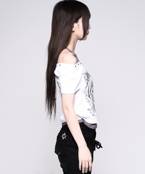 REFLEM(レフレム)の「『REFLEM/レフレム』キャミレイヤードトップス/ハーフスリーブカットソー(Tシャツ/カットソー・レディース・ブラック/グレー/ホワイト・FREE)」の8枚目の写真