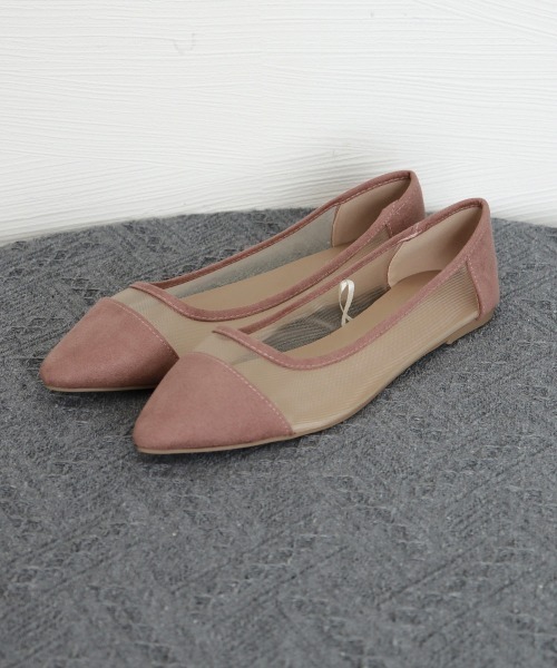 Miniministore(ミニミニストア)の「チュールパンプス バレエパンプス 夏靴(パンプス・レディース・ブラック/スモークピンク・24.0cm/25.0cm/23.5cm/24.5cm/23.0cm)」の3枚目の写真