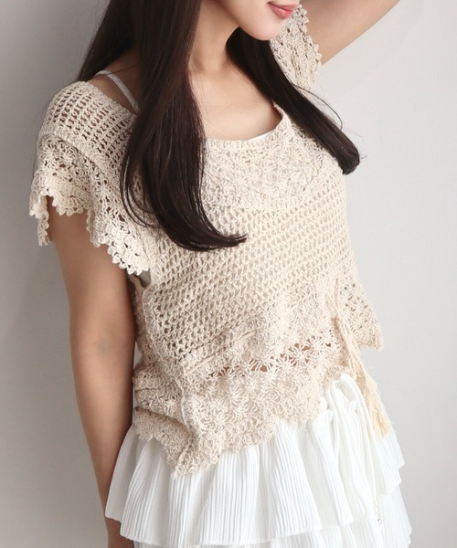CECIL McBEE(セシルマクビー)の「かぎ針スモック(ニット/セーター・レディース・オフホワイト/ベージュ・MEDIUM)」の9枚目の写真