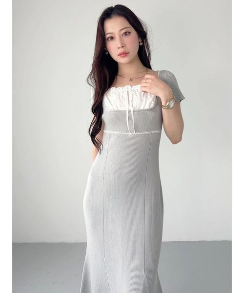 MERCURYDUO(マーキュリーデュオ)の「レースレイヤードマーメイドニットワンピース(ワンピース・レディース・ベビーピンク/ネイビー/ライトグレー・FREE)」の8枚目の写真