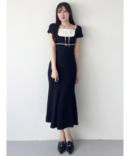 MERCURYDUO(マーキュリーデュオ)の「レースレイヤードマーメイドニットワンピース(ワンピース・レディース・ベビーピンク/ネイビー/ライトグレー・FREE)」の10枚目の写真