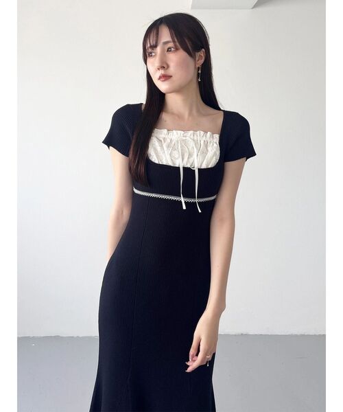 MERCURYDUO(マーキュリーデュオ)の「レースレイヤードマーメイドニットワンピース(ワンピース・レディース・ベビーピンク/ネイビー/ライトグレー・FREE)」の13枚目の写真