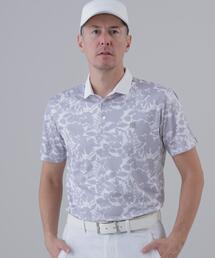 【吸水速乾】COOLMAXシャドーボタニカルプリント半袖ポロシャツ (MENS)
