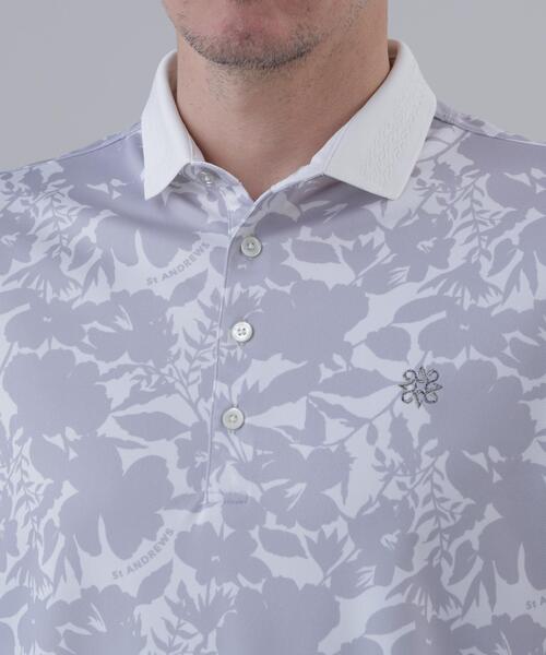 St ANDREWS（セントアンドリュース）の「【吸水速乾】COOLMAXシャドーボタニカルプリント半袖ポロシャツ (MENS)（ポロシャツ・メンズ・ベージュ/ホワイト・LL/L/M）」の20枚目の写真