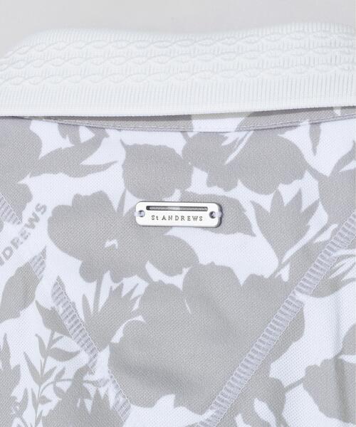 St ANDREWS（セントアンドリュース）の「【吸水速乾】COOLMAXシャドーボタニカルプリント半袖ポロシャツ (MENS)（ポロシャツ・メンズ・ベージュ/ホワイト・LL/L/M）」の5枚目の写真