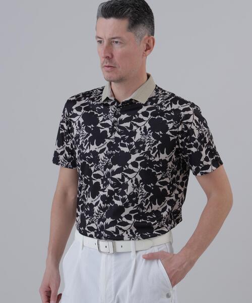 St ANDREWS（セントアンドリュース）の「【吸水速乾】COOLMAXシャドーボタニカルプリント半袖ポロシャツ (MENS)（ポロシャツ・メンズ・ベージュ/ホワイト・LL/L/M）」の7枚目の写真