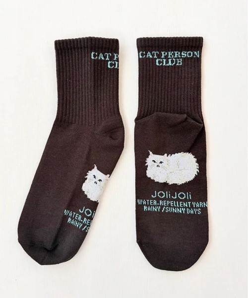 MILLION CARATS(ミリオンカラッツ)の「【撥水】JOliJOli レイニーサニーデイロゴソックス。雨の日も晴れの日も気分よく履ける、遊び心を添える刺繍入りクルーソックス。(ソックス/靴下・レディース・オフホワイト/ブルー/ブラック/ピンク/ブラウン・FREE)」の3枚目の写真