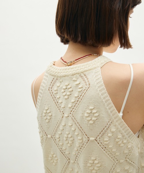 full/fill.(フルフィル)の「halter neck knit tank / ホルターネックニットタンク(タンクトップ・レディース・レッド/アイボリー・FREE)」の6枚目の写真