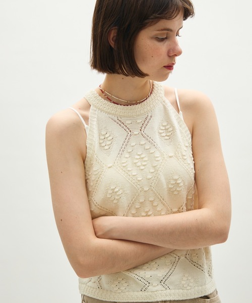 full/fill.(フルフィル)の「halter neck knit tank / ホルターネックニットタンク(タンクトップ・レディース・レッド/アイボリー・FREE)」の5枚目の写真