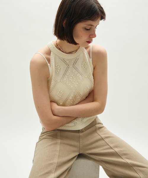 full/fill.(フルフィル)の「halter neck knit tank / ホルターネックニットタンク(タンクトップ・レディース・レッド/アイボリー・FREE)」の9枚目の写真