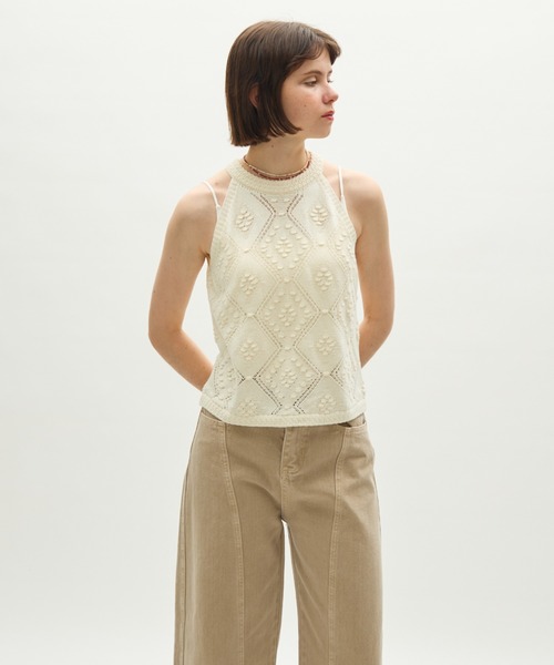 full/fill.(フルフィル)の「halter neck knit tank / ホルターネックニットタンク(タンクトップ・レディース・レッド/アイボリー・FREE)」の8枚目の写真