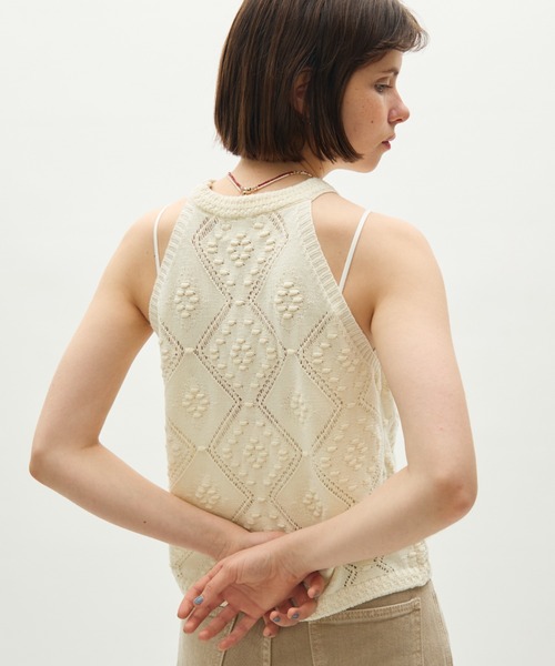 full/fill.(フルフィル)の「halter neck knit tank / ホルターネックニットタンク(タンクトップ・レディース・レッド/アイボリー・FREE)」の4枚目の写真