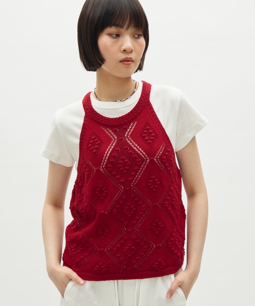 full/fill.(フルフィル)の「halter neck knit tank / ホルターネックニットタンク(タンクトップ・レディース・レッド/アイボリー・FREE)」の14枚目の写真