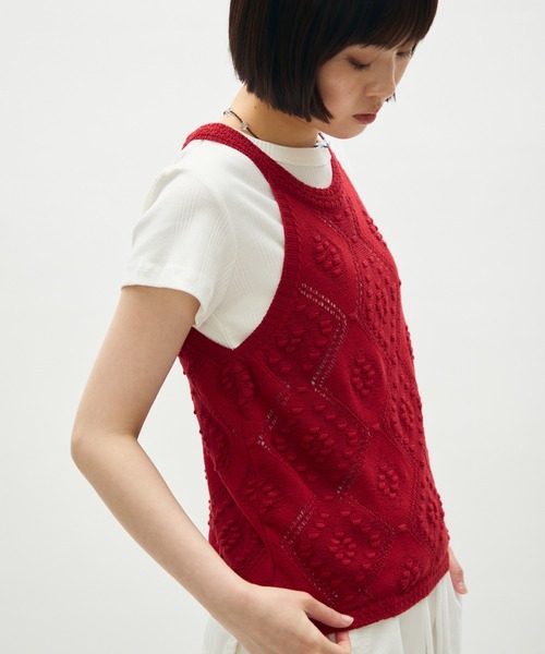 full/fill.(フルフィル)の「halter neck knit tank / ホルターネックニットタンク(タンクトップ・レディース・レッド/アイボリー・FREE)」の15枚目の写真