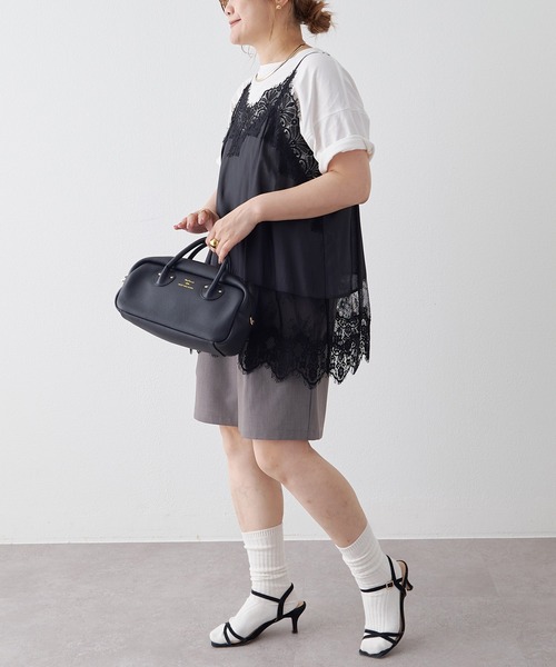 PUAL CE CIN(ピュアルセシン)の「ウエストドロスト1タックバミューダパンツ(その他パンツ・レディース・ブラック/グレー・FREE)」の8枚目の写真