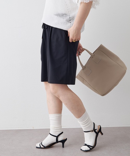 PUAL CE CIN(ピュアルセシン)の「ウエストドロスト1タックバミューダパンツ(その他パンツ・レディース・ブラック/グレー・FREE)」の4枚目の写真