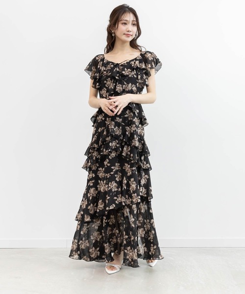 RANDA(ランダ)の「ラッフルフリルシフォンワンピース(ワンピース・レディース・ブラック/ピンク/ブルー・1/0)」の2枚目の写真