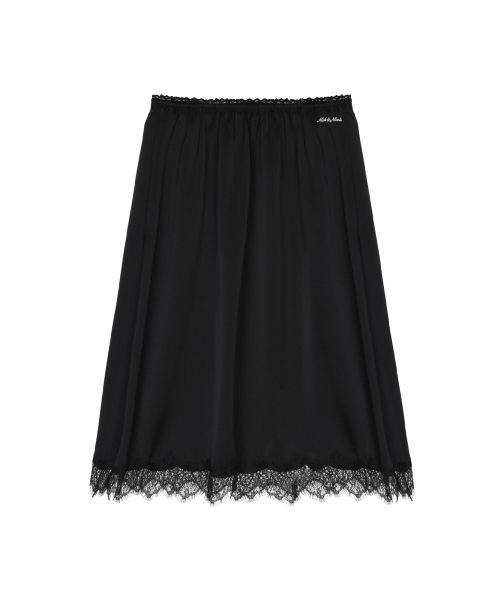 NICK&NICOLE(ニックアンドニコール)の「SATIN LACE LONG SKIRT_BLACK(スカート・レディース・その他・FREE)」の1枚目の写真