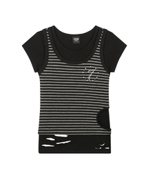 SY DAMAGE LAYERED TEE(BLACK)