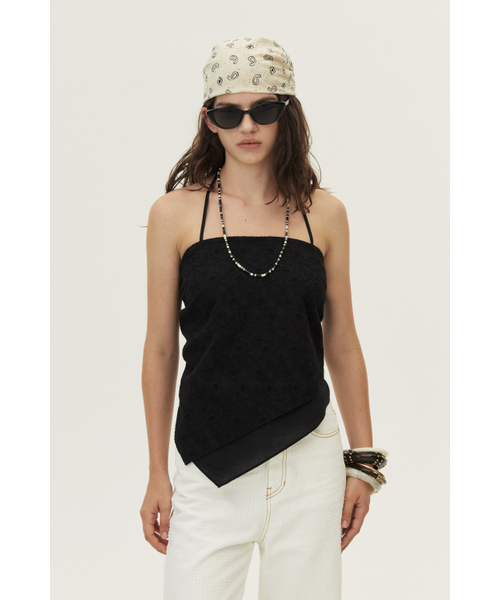 KUME(クメ)の「Paisley Lace Scarf Top, Black(Tシャツ/カットソー・レディース・その他・FREE)」の2枚目の写真