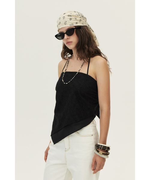 KUME(クメ)の「Paisley Lace Scarf Top, Black(Tシャツ/カットソー・レディース・その他・FREE)」の3枚目の写真