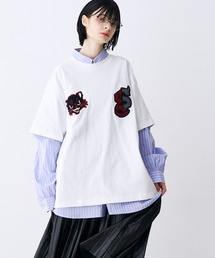 SeeSew（シーソー）の「【UNISEX】NEKOMATA SAGARA TEE 2.0/ネコマタさがら刺繍Tシャツ（Tシャツ/カットソー）」