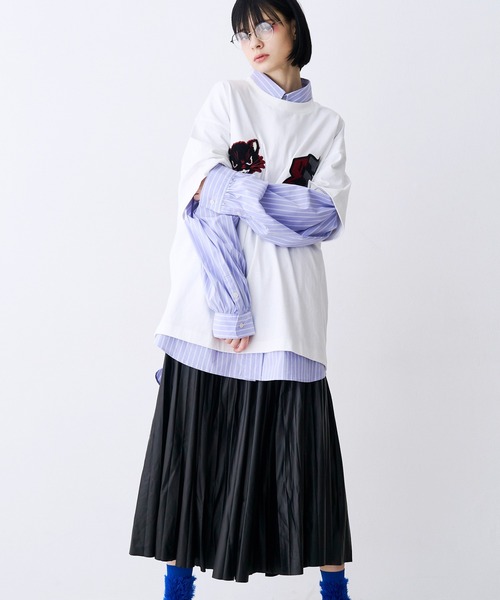SeeSew(シーソー)の「【UNISEX】NEKOMATA SAGARA TEE 2.0/ネコマタさがら刺繍Tシャツ(Tシャツ/カットソー・メンズ・グレー/ブラック系その他/ホワイト/ブラック・L/M)」の15枚目の写真