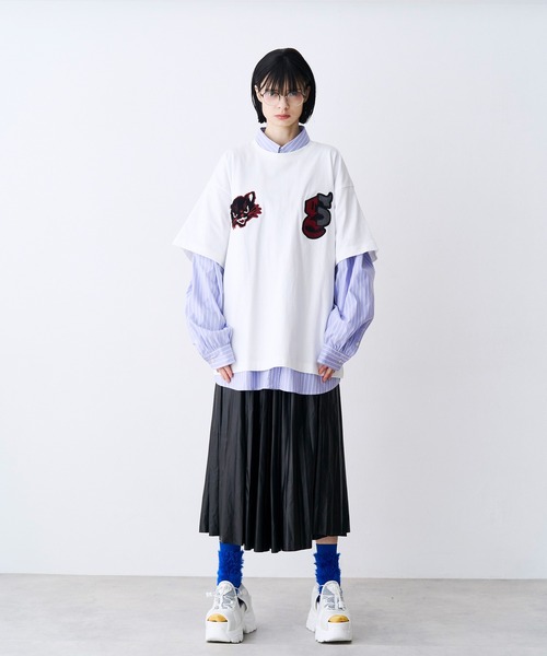 SeeSew(シーソー)の「【UNISEX】NEKOMATA SAGARA TEE 2.0/ネコマタさがら刺繍Tシャツ(Tシャツ/カットソー・メンズ・グレー/ブラック系その他/ホワイト/ブラック・L/M)」の13枚目の写真
