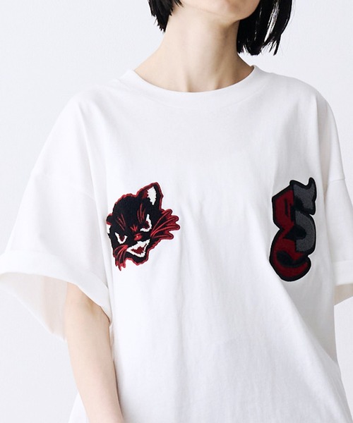 SeeSew(シーソー)の「【UNISEX】NEKOMATA SAGARA TEE 2.0/ネコマタさがら刺繍Tシャツ(Tシャツ/カットソー・メンズ・グレー/ブラック系その他/ホワイト/ブラック・L/M)」の19枚目の写真