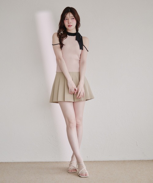 fupel(フぺル)の「bicolor american sleeve ribbon tops / バイカラーアメスリリボントップス(ニット/セーター・レディース・グレー/ピンク・FREE)」の12枚目の写真