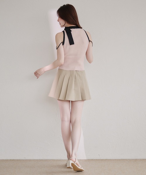fupel(フぺル)の「bicolor american sleeve ribbon tops / バイカラーアメスリリボントップス(ニット/セーター・レディース・グレー/ピンク・FREE)」の17枚目の写真
