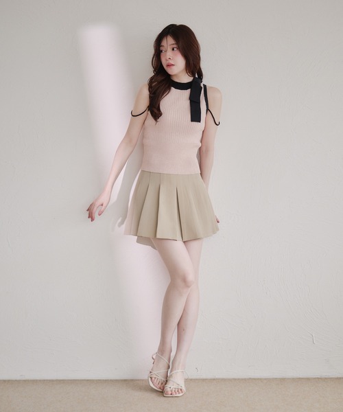 fupel(フぺル)の「bicolor american sleeve ribbon tops / バイカラーアメスリリボントップス(ニット/セーター・レディース・グレー/ピンク・FREE)」の13枚目の写真