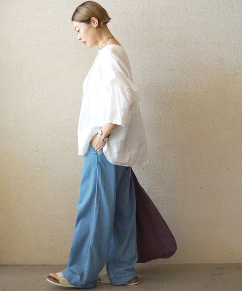 JOURNAL STANDARD LUXE（ジャーナルスタンダード　ラックス）の「60リネン スリーブフリルプル（シャツ/ブラウス・レディース・ブラック/ホワイト・FREE）」の10枚目の写真