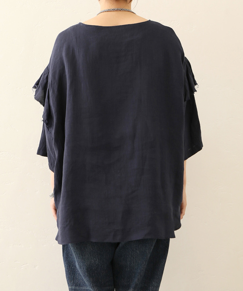 JOURNAL STANDARD LUXE（ジャーナルスタンダード　ラックス）の「60リネン スリーブフリルプル（シャツ/ブラウス・レディース・ブラック/ホワイト・FREE）」の14枚目の写真