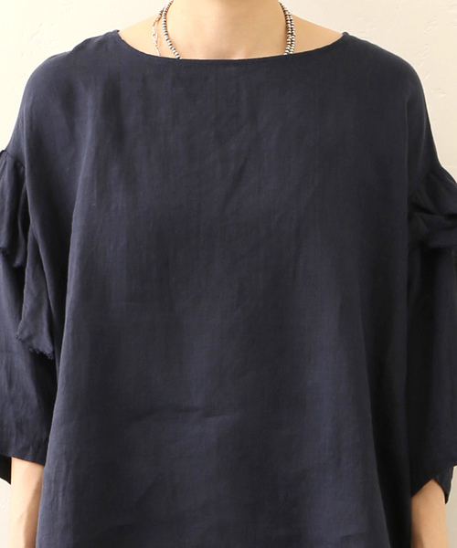 JOURNAL STANDARD LUXE（ジャーナルスタンダード　ラックス）の「60リネン スリーブフリルプル（シャツ/ブラウス・レディース・ブラック/ホワイト・FREE）」の15枚目の写真