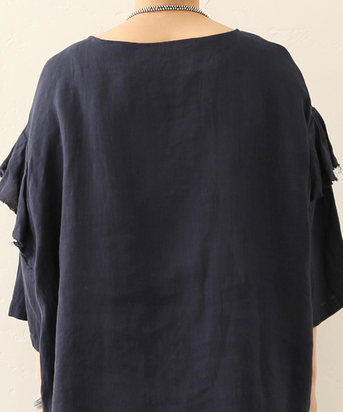 JOURNAL STANDARD LUXE（ジャーナルスタンダード　ラックス）の「60リネン スリーブフリルプル（シャツ/ブラウス・レディース・ブラック/ホワイト・FREE）」の16枚目の写真