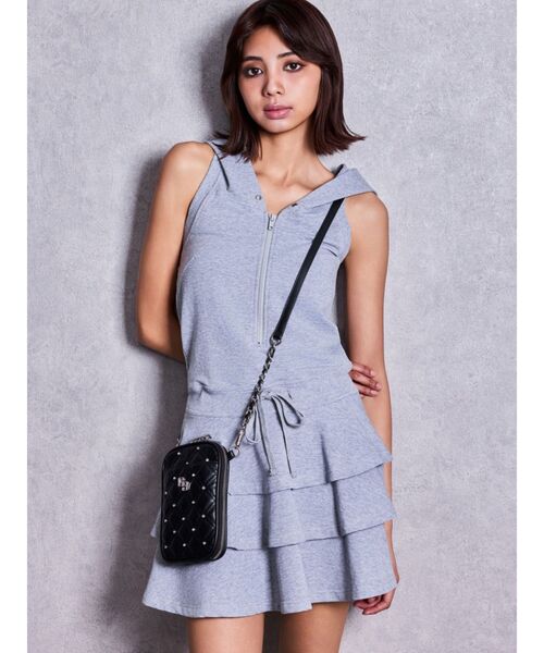 GYDA(ジェイダ)の「Hoodieドッキングノースリスウェットスカートライクミニワンピース(ワンピース・レディース・ブラック/グレー・FREE)」の14枚目の写真