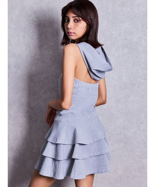 GYDA(ジェイダ)の「Hoodieドッキングノースリスウェットスカートライクミニワンピース(ワンピース・レディース・ブラック/グレー・FREE)」の15枚目の写真