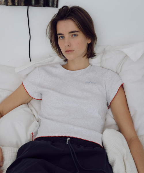 URAGO(ユラーゴ)の「My pincoat crop t-shirt(Tシャツ/カットソー・レディース・Cream/ライトホワイト/ミント・FREE)」の4枚目の写真