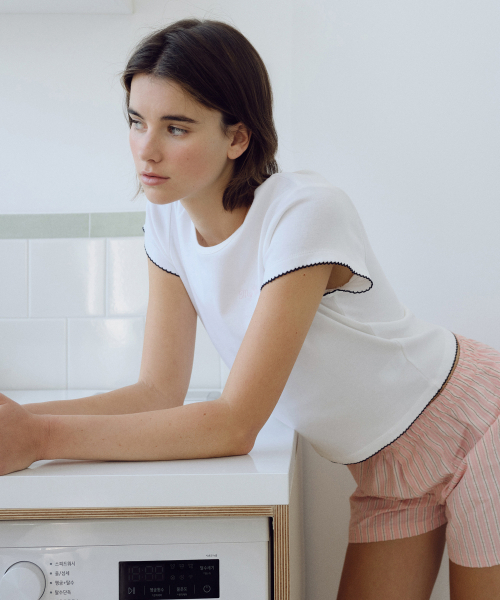URAGO(ユラーゴ)の「My pincoat crop t-shirt(Tシャツ/カットソー・レディース・Cream/ライトホワイト/ミント・FREE)」の6枚目の写真