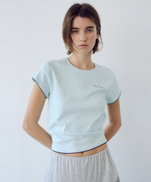 URAGO(ユラーゴ)の「My pincoat crop t-shirt(Tシャツ/カットソー・レディース・Cream/ライトホワイト/ミント・FREE)」の7枚目の写真