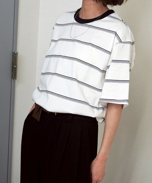 gossara(ゴサラ)の「【柔らかな着心地】ボーダーBIG T(Tシャツ/カットソー・レディース・ホワイト/グレー・FREE)」の14枚目の写真