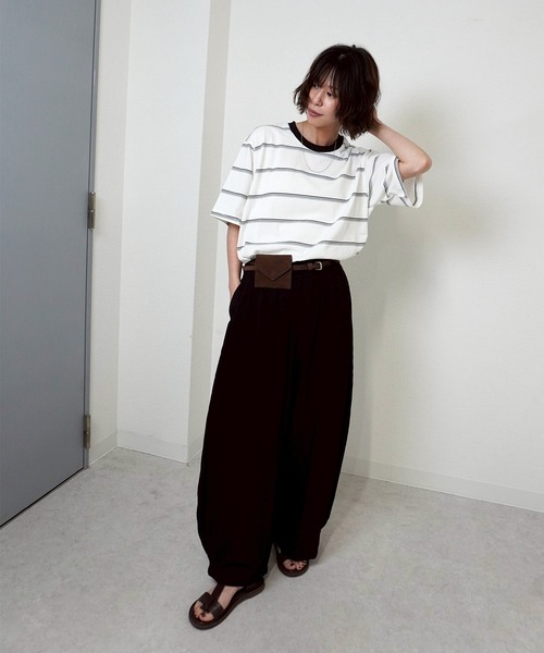 gossara(ゴサラ)の「【柔らかな着心地】ボーダーBIG T(Tシャツ/カットソー・レディース・ホワイト/グレー・FREE)」の12枚目の写真