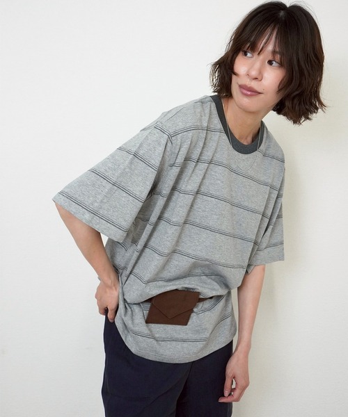 gossara(ゴサラ)の「【柔らかな着心地】ボーダーBIG T(Tシャツ/カットソー・レディース・ホワイト/グレー・FREE)」の11枚目の写真