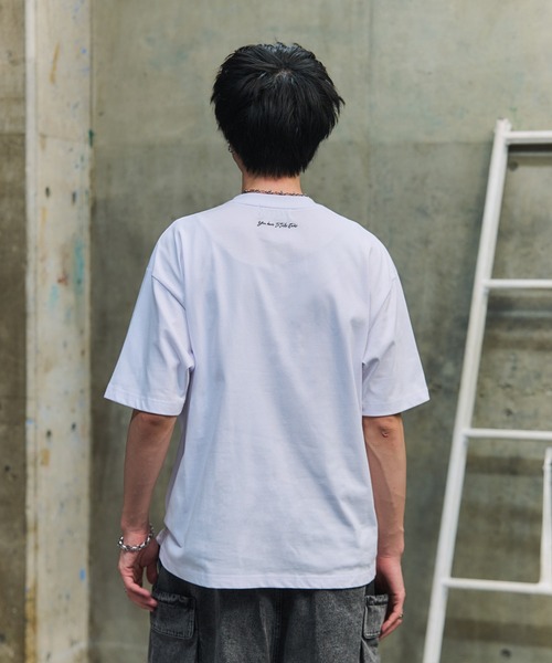 ILL'S(イルズ)の「ボックスシルエット グランジ風 レトロモチーフ バックプリント ビッグシルエット プレーティング 半袖Tシャツ グラフィック プリント カットソー ユニセックス(Tシャツ/カットソー・メンズ・ホワイト系その他/ホワイト/グレー系その他/ブラック系その他2/ブラック/チャコールグレー/グレー/ブラック系その他/ホワイト系その他2/グレー系その他3/ホワイト系その他3/ブラック系その他3・M/L)」の20枚目の写真