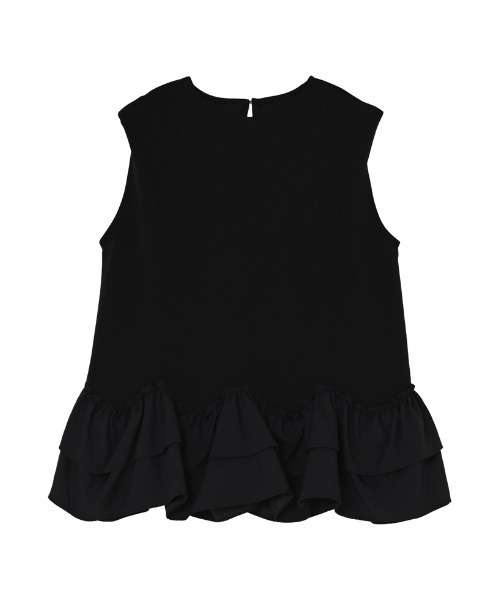 MEISM（ミズム）の「[2026 SUMMER COLLECTION][MEISM by Re:EDIT]ダンボールウェーブフリル切り替えノースリーブチュニックトップス（Tシャツ/カットソー・レディース・ブラック/ホワイト・LARGE/MEDIUM）」の15枚目の写真